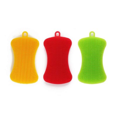 Hot Sale Soft Silicone Kitchen Dish Sponge Brush Silicone dishwashing scrubber